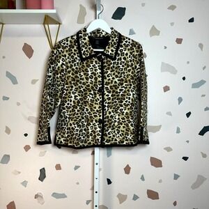 MONTEREY BAY Leopard Print‎ Blazer Jacket, Petite Medium